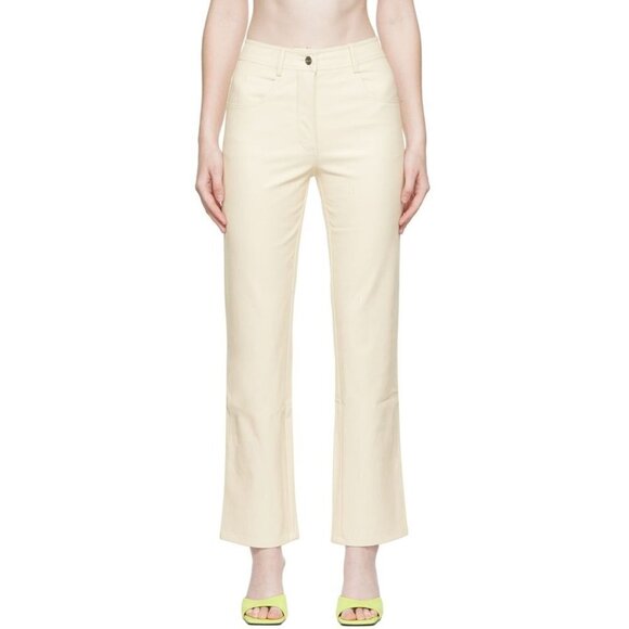 Miaou Junior Faux Leather Pant in Creme Small New Womens Vegan Trousers - Picture 12 of 13